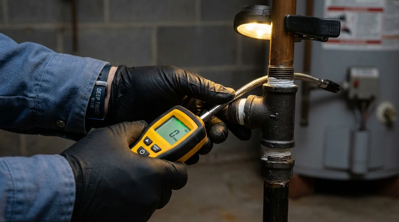 Gas leak detection with electronic sniffer by Johns Plumbing LLC in Narberth